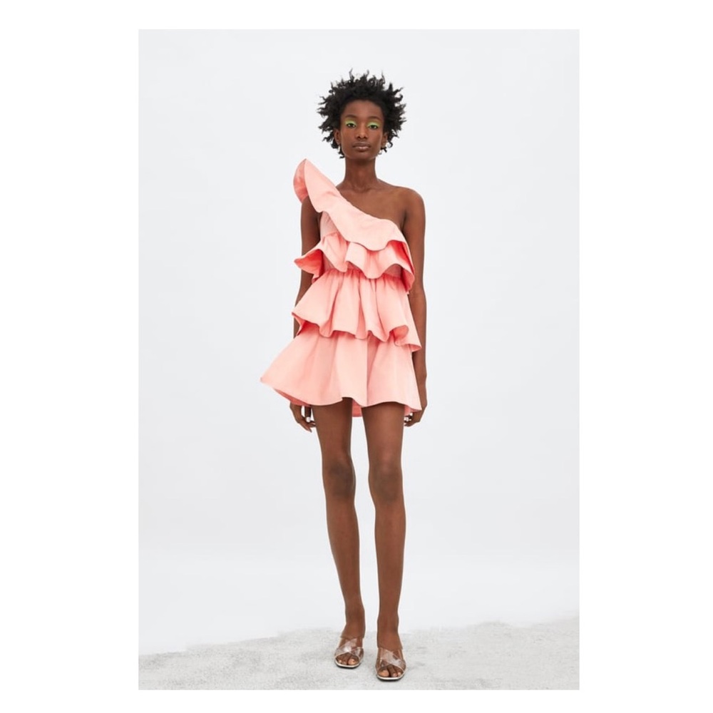 Zara LIMITED EDITION RUFFLED ASYMMETRIC DRESS NWT Size Small